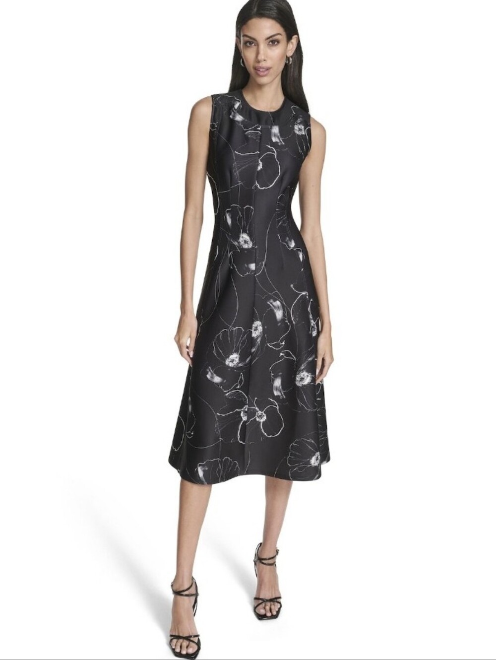 Andrew Marc Printed Sleeveless Scuba Midi Dress New With Tags